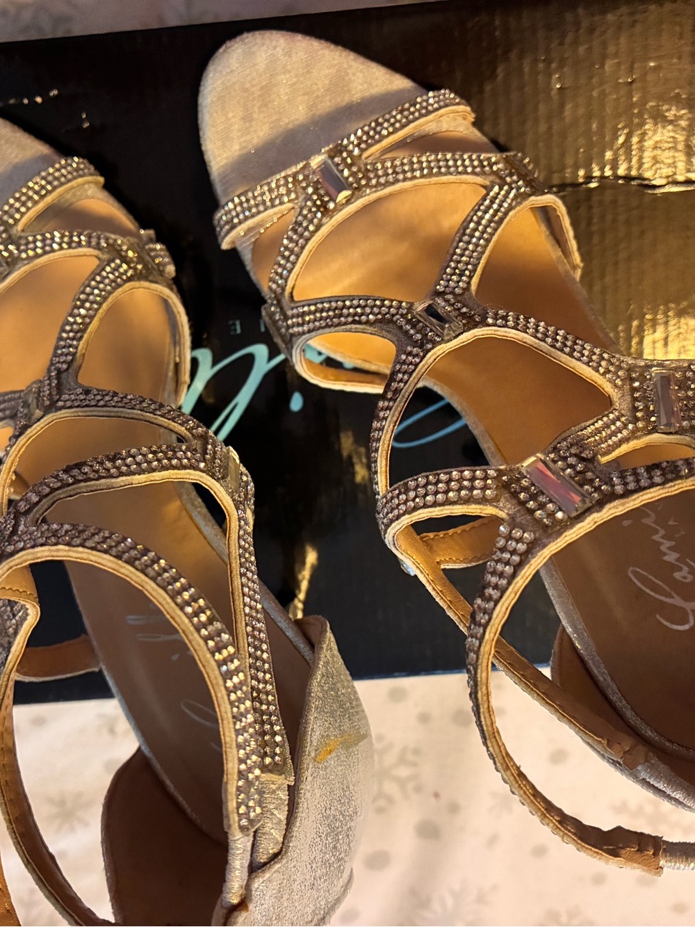 Camilla Gold Rhinestone Strappy Heels